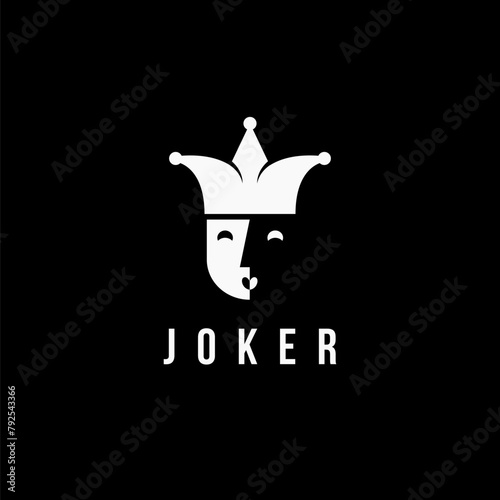 Minimalist Joker / jester logo icon vector template on black background