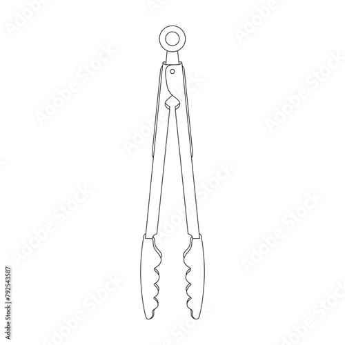 Hand drawn cartoon Vector illustration food tong icon Isolated on White