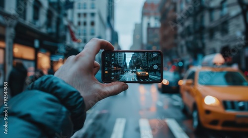 City Street Through Smartphone