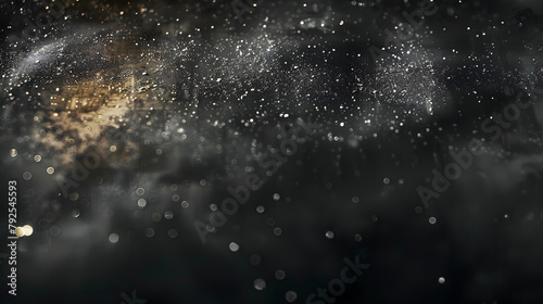 Dust and scratches design. Aged photo editor layer. Black grunge abstract background. Copy space.