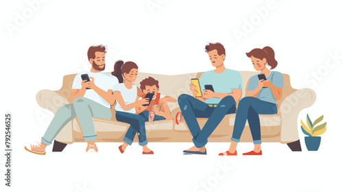 Mother and father with children sitting on the sofa