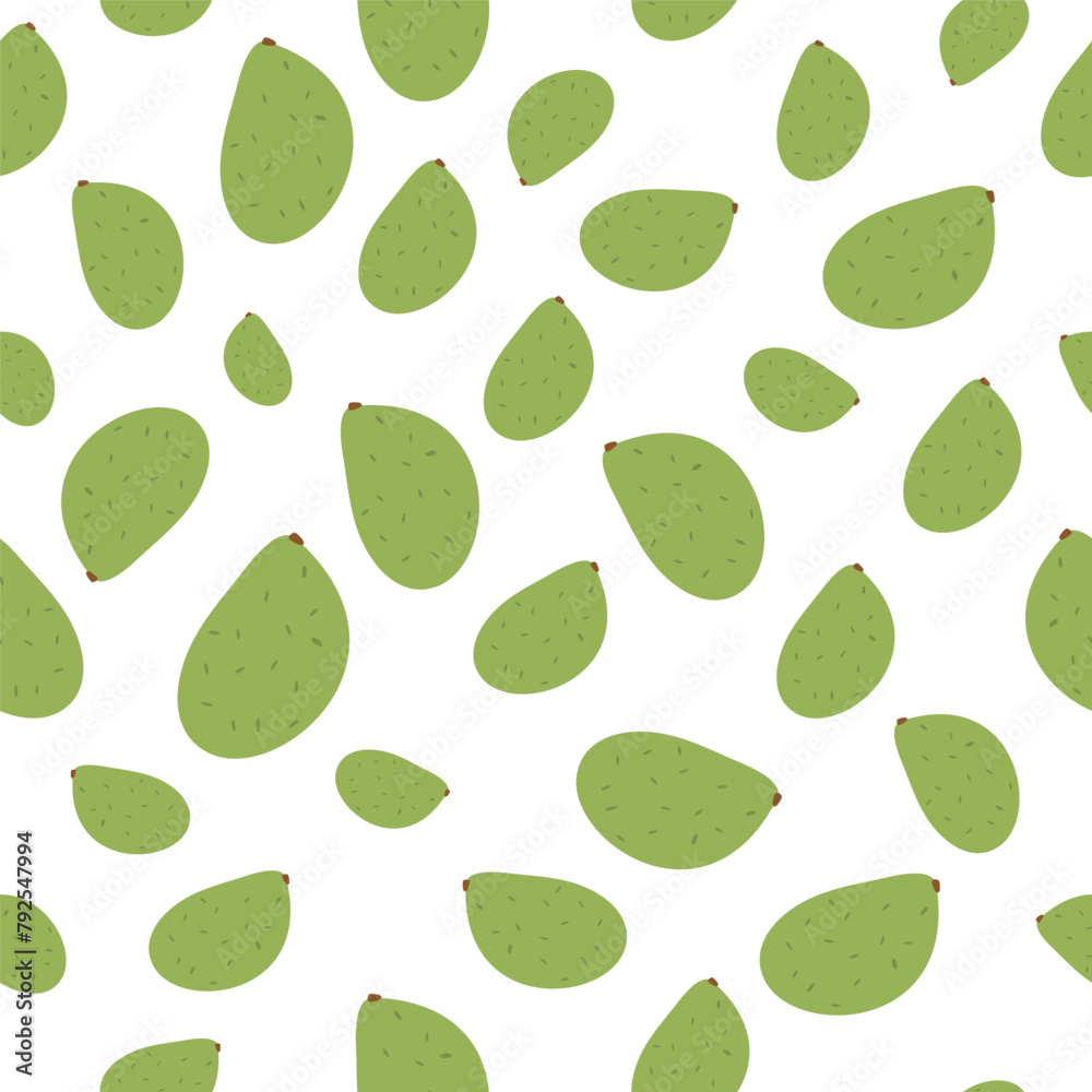 Avocado seamless pattern. Tropical fresh fruit endless background. Different scale whole avocado elements repeat cover. Healthy vegan food loop ornament. Vector hand drawn illustration. Avocado seamless pattern. Tropical fresh fruit endless background. Different scale whole avocado elements repeat cover. Healthy vegan food loop ornament. Vector hand drawn illustration.
