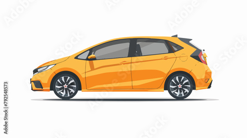 New compact hatchback car as a gift. Vector flat style