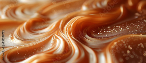 Melted smooth liquid caramel texture abstract background. Sweet food.	
