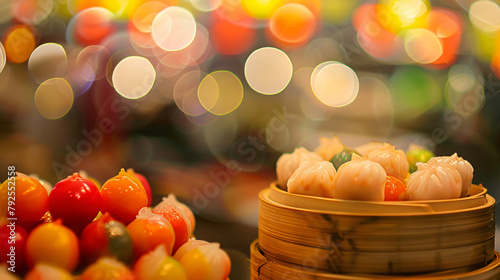 Blurred abstract background of dim sum