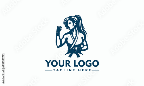 Fimale Martial Art vector logo Character design Beauty women fighter logo vector Women s day