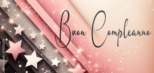 Buon compleanno - Happy Birthday - stars and glitter wallpaper - Word - writen - Lettering for banner, header, flyer, card, poster, gift, cricut, sublimazion, scrapbooking, tag, black color

 photo