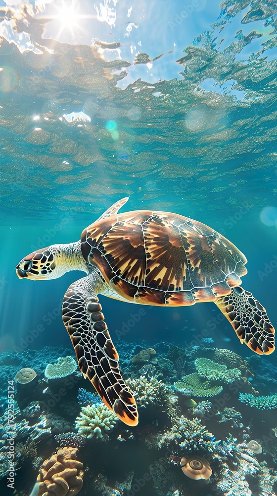 Fototapeta premium Sea Turtles Coral Reef