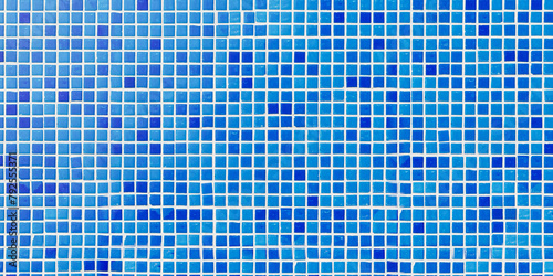 Blue tile flooring texture for pools isolated on white background. 