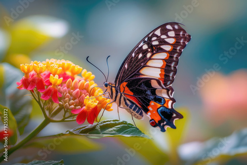Exploring the intricacies of nature through a butterfly's pause in floral blur. © Luxetify