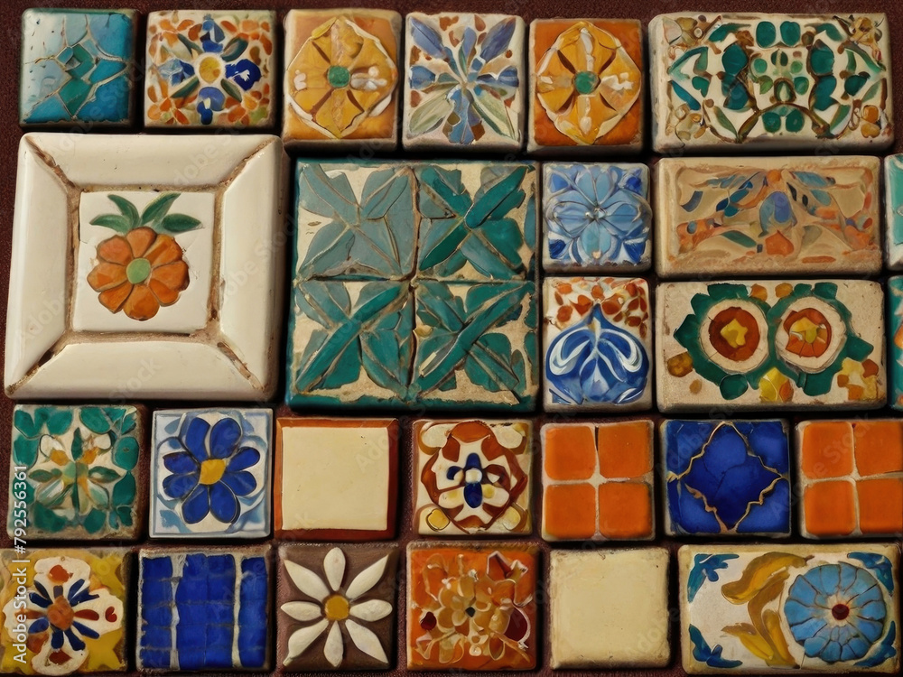 Ceramic tiles with floral motifs, Lisbon, Portugal.