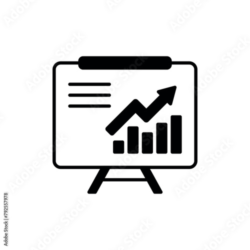 Blackboard icon vector illustration. Chart growth on isolated background. Presentation sign concept.