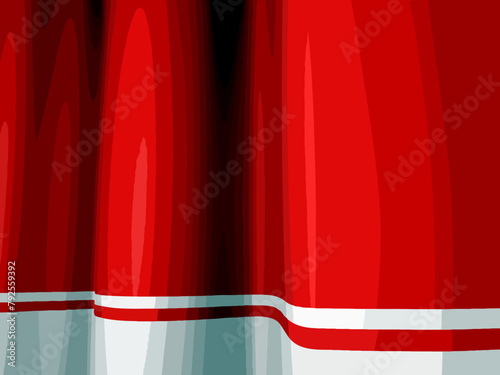 Wallend hängender Vorhang in rot und weiß. Vektor - Grafik