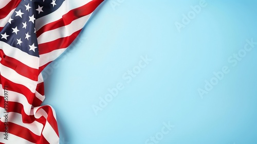 American Flag on Blue Background