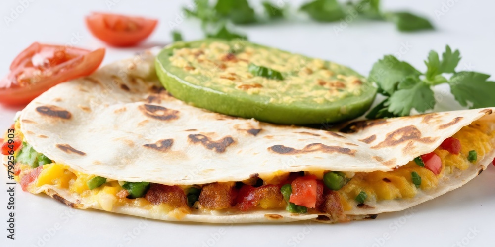 Photo Of Mexican Quesadilla On white Background Photo Of Mexican Quesadilla On white Background