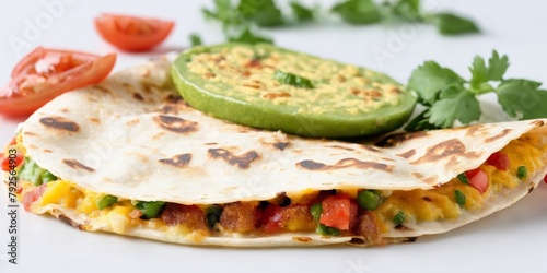 Photo Of Mexican Quesadilla On white Background