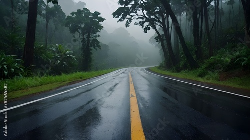 Sunset Sky and Open Asphalt Landscape for a Scenic Summer Journey, Expansive Sky and Motion on a Rural Asphalt Road at Sunset, Open Highway with a Car in Motion on a Field-Lined Landscape Under Clouds