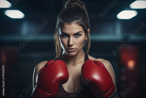 Generative AI image of boxer with determination and concentration during a boxing match © Tetiana