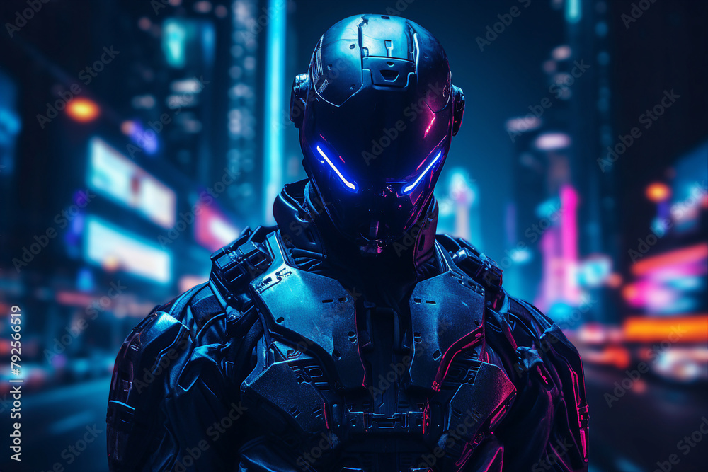 Portrait of a sci-fi cyberpunk person futuristic man from the future cyberpunk Generative AI Portrait of a sci-fi cyberpunk person futuristic man from the future cyberpunk Generative AI
