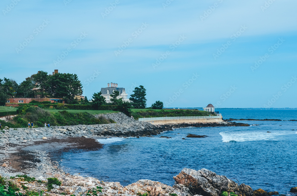 ocean view from the cliff walk in Newport Rhode Island