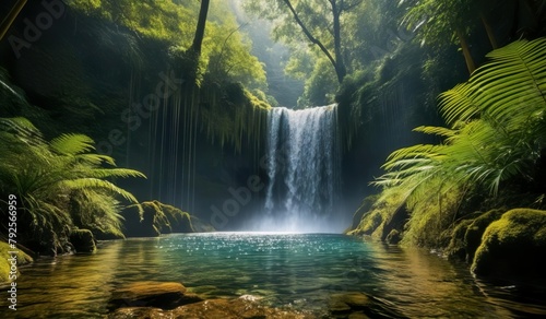 waterfall in the forest photo