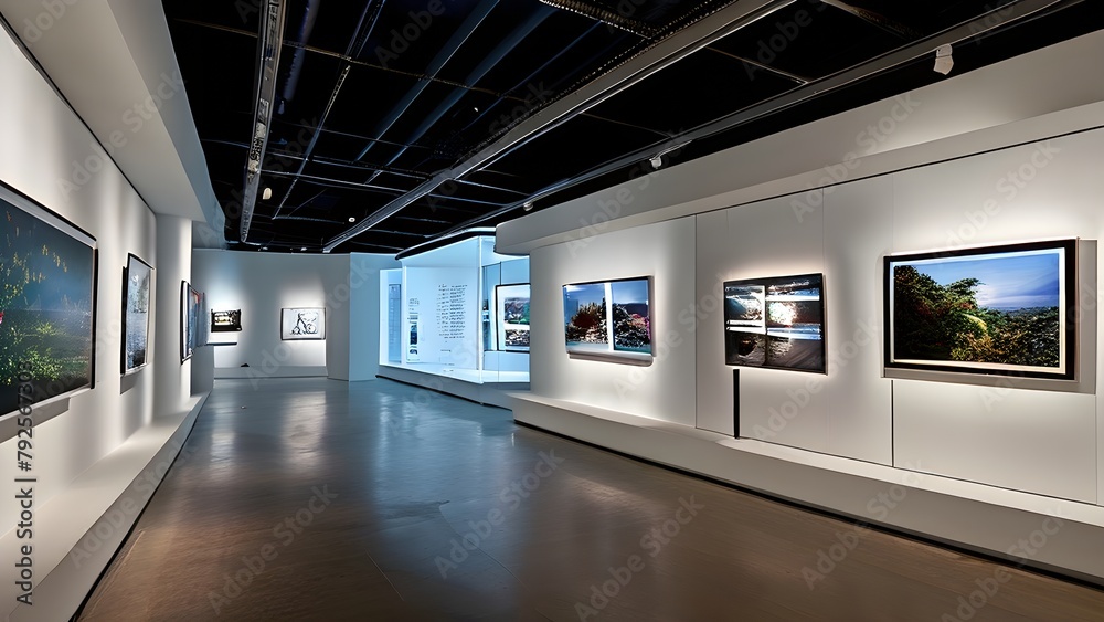 virtual tour in a museum gallery capturing a sleek modern muse