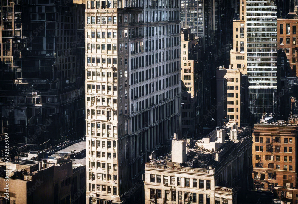 'street wall center city york new buildings manhattan colors style retro background view top building office sun design simple exterior facades construction architecture urban steel'