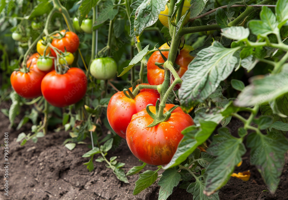 Tomatoes growing on the farm