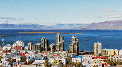 Panorama of the city of Reykjavik, the capital of Iceland