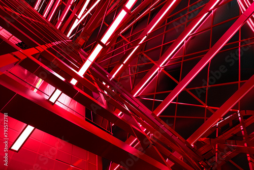 Bold red lines intersecting at sharp angles, Futuristic , Cyberpunk