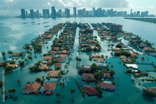 coastal city flooded due to rising sea levels