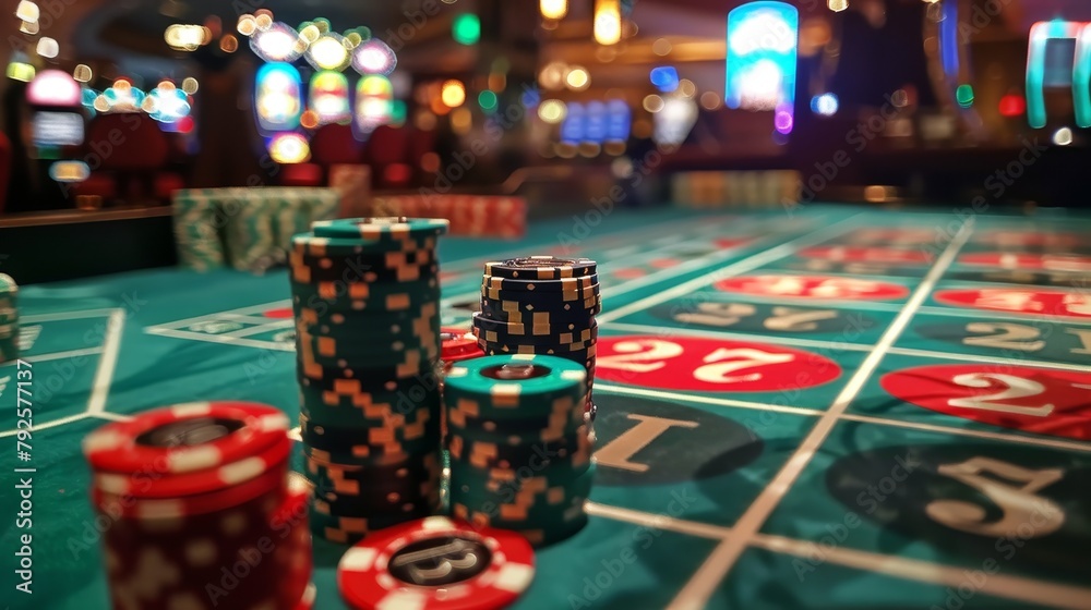 Roulette Betting: A photo of a roulette table with chips placed on different betting areas Roulette Betting: A photo of a roulette table with chips placed on different betting areas