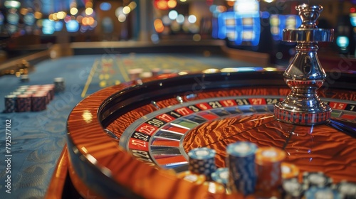 Roulette Betting: A photo of a roulette table with chips and a betting layout, showing the different betting