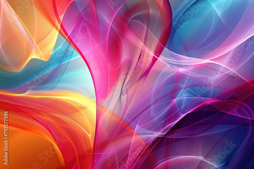 horizontal illustration of glowing colourful wavy abstract background