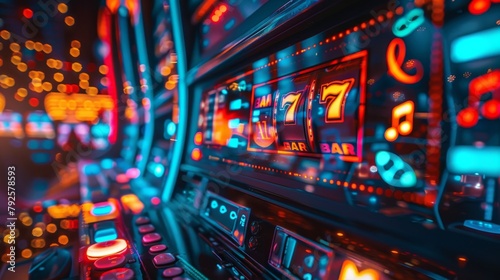 Slot Machine Themes: A photo of a slot machine showcasing a music theme with musical instruments