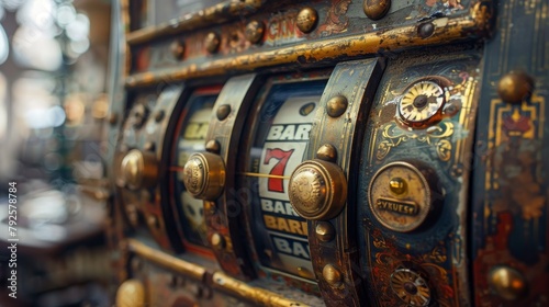 Slot Machine Vintage: An image of a vintage slot machine's coin slot, with aged metal and intricate details