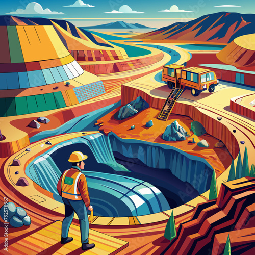 copper mine worker open pit Mine Surveying