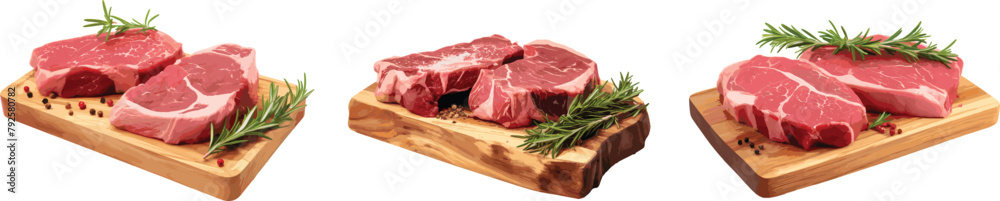 Fresh Raw Beef Collection, Red Meat on Transparent Background, PNG, Cutout, or Clipping Path Available