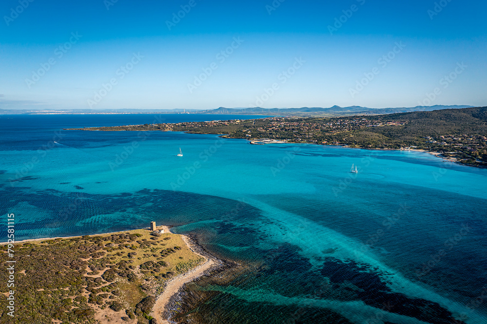 Aerial View of Spaggia La Pelosa Near Stintino, Sardegna