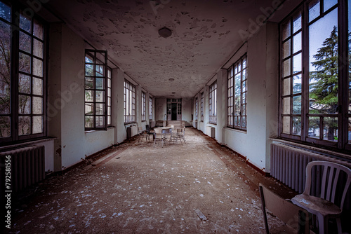 The abandoned old hospital with wood furnitures © KaiMarkus