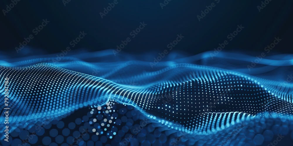Digital network of interconnected nodes and lines, symbolizing the complexity, fluidity of AI models in data analysis. Dark background with glowing light effects connections between different points