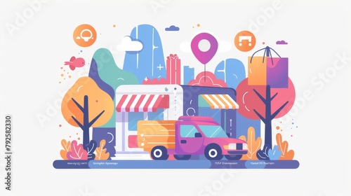 Online shopping conceptç ecommerce and delivery vector illustration