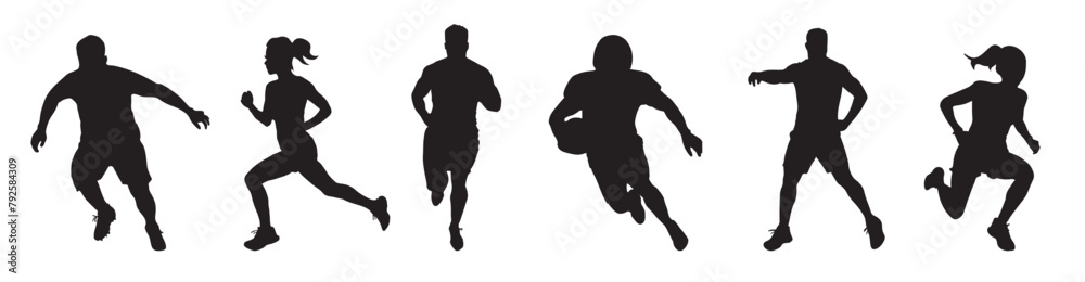 silhouette of a person. set of silhouettes of basketball players. Athletes with a ball in dynamic poses. Sports, healthy lifestyle, basketball , football
