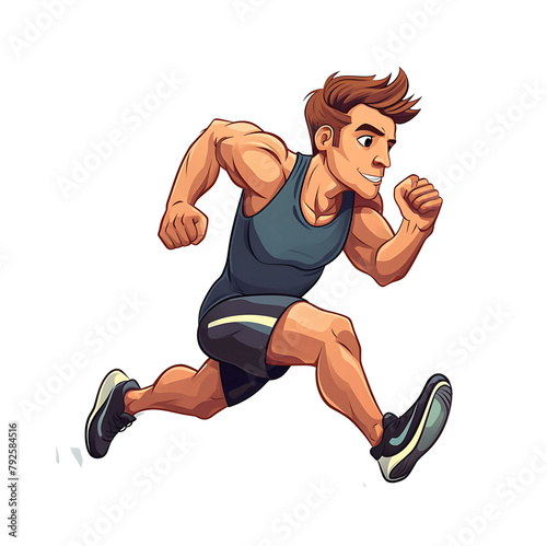 Cheerful runner mid-stride, exuding enthusiasm and energy in a vibrant vector illustration. Generative AI