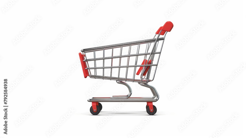 Realistic shopping cart on white background, vector illustration