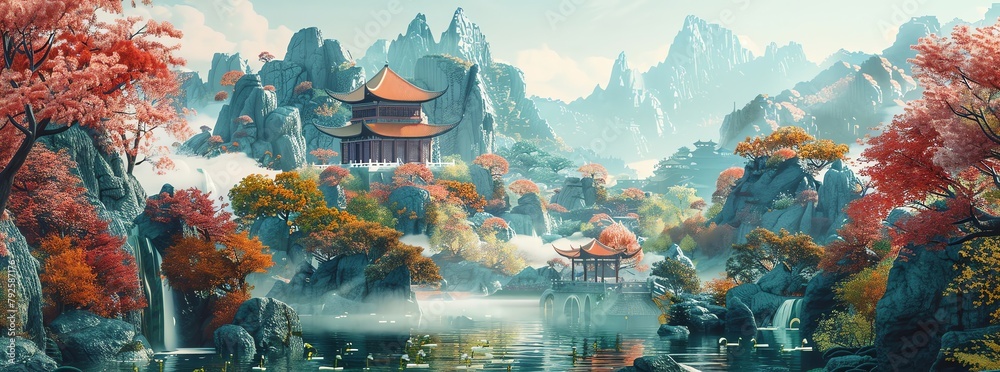 The Evolution of Landscape Painting in Traditional Chinese Art, Stock ...