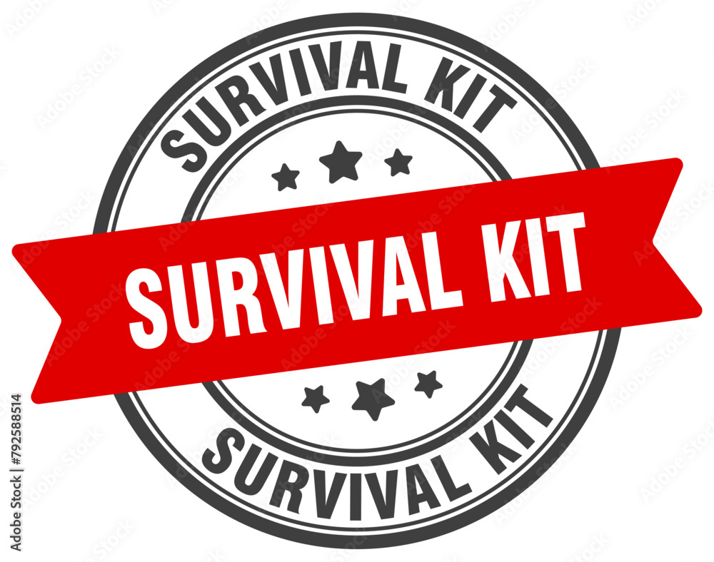 Fototapeta premium survival kit stamp. survival kit label on transparent background. round sign