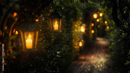 The blurred glow of flickering lanterns guiding the way through the twisted paths of the lamplit maze. . © Justlight