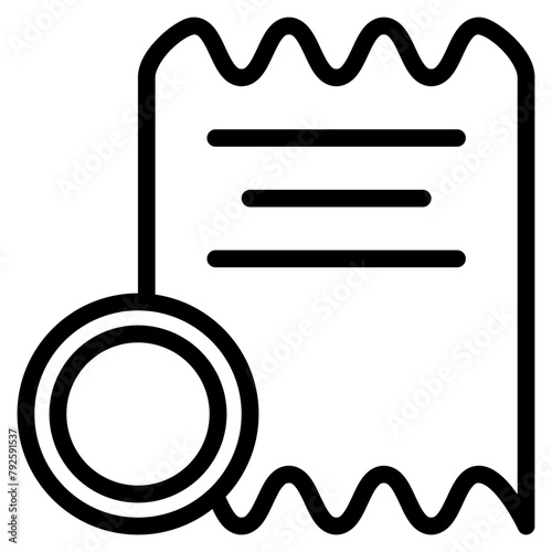 Receipt icon with outline style. Suitable for website design, logo, app and UI. Based on the size of the icon in general, so it can be reduced.