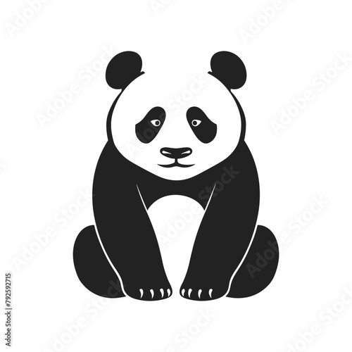 Panda bear silhouette Logo design vector template. Funny Lazy Logo Panda animal Logotype concept icon illustration isolated on white background